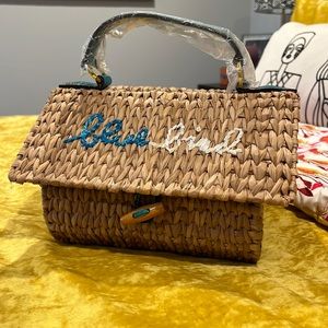 Kate Spade New York Vintage Blue Birdhouse Grass & Turquoise Leather Toggle, NEW